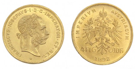 140 EUR  4 Florines  o 10  Francos  1892  oro 900    3,22 gr 